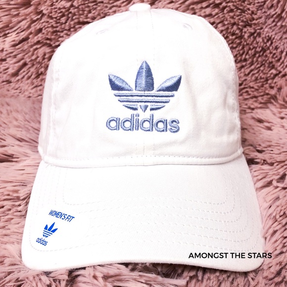 adidas Trefoil White & Blue Relaxed Strapback Hat - Picture 2 of 5